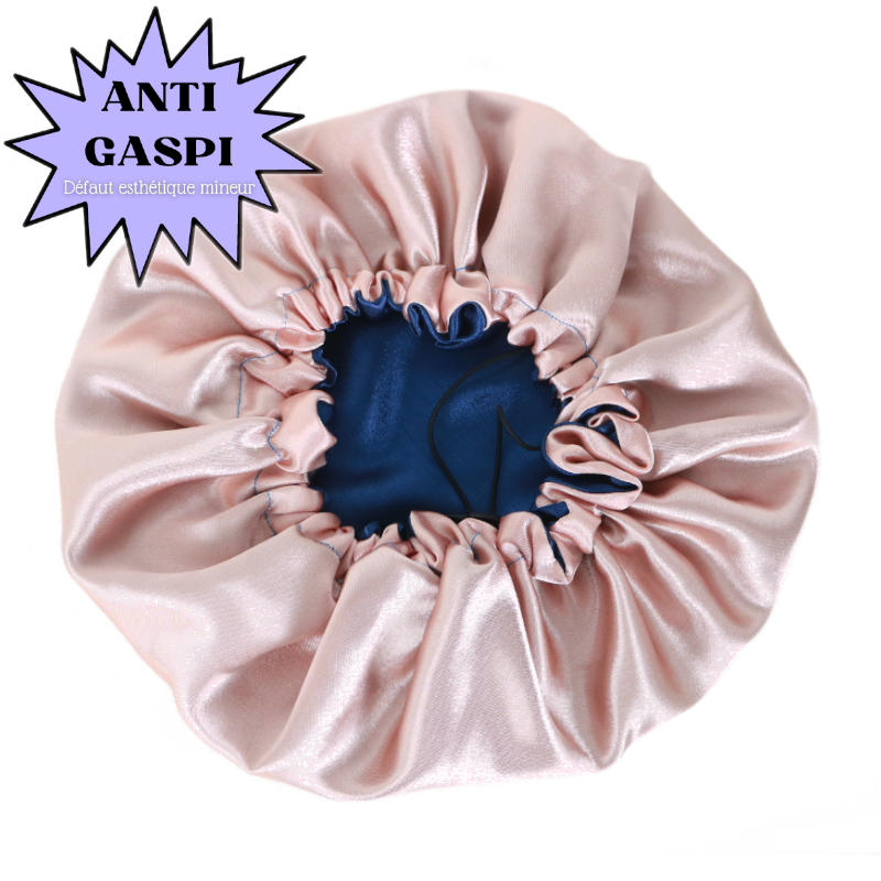 ANTI GASPI Bonnet en satin Chloé ajustable réversible saumon et bleu