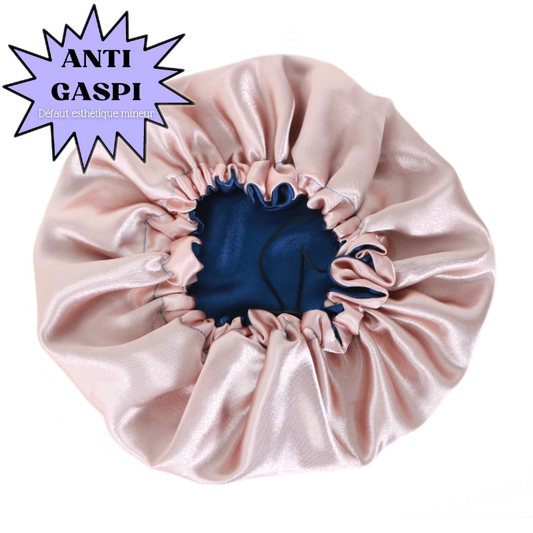 ANTI GASPI Bonnet en satin Chloé ajustable réversible saumon et bleu