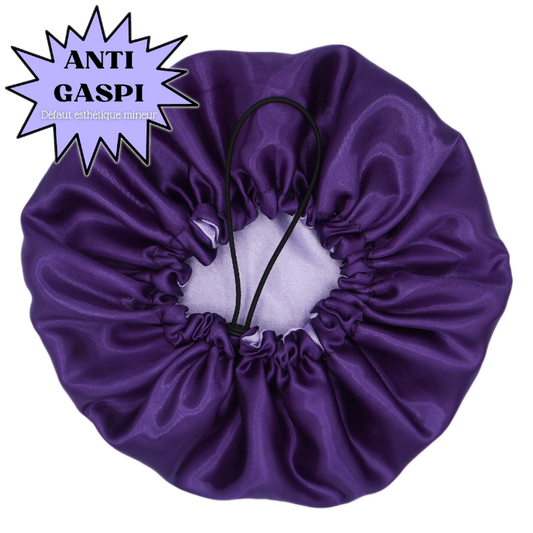 ANTI GASPI Bonnet en satin Valentine ajustable réversible violet Standard