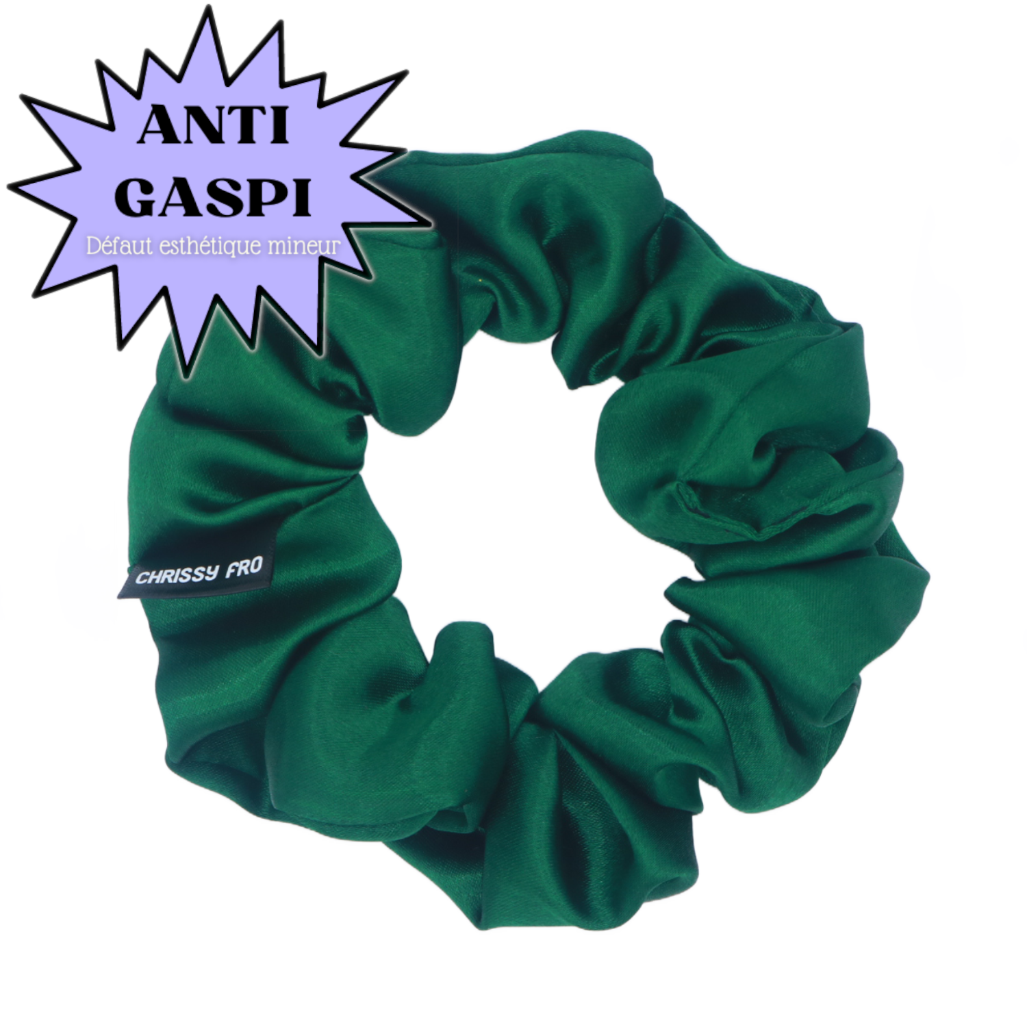 ANTI GASPI Chouchou en satin vert Jade - Scrunchie Taille M