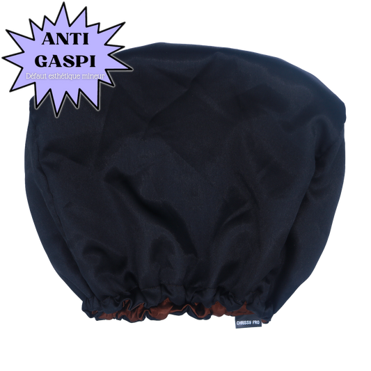 ANTI GASPI Housse d'appui-tête en satin réversible pour voiture Ebony noire/marron - Universelle (L.20 x l.30 x P.12 cm)