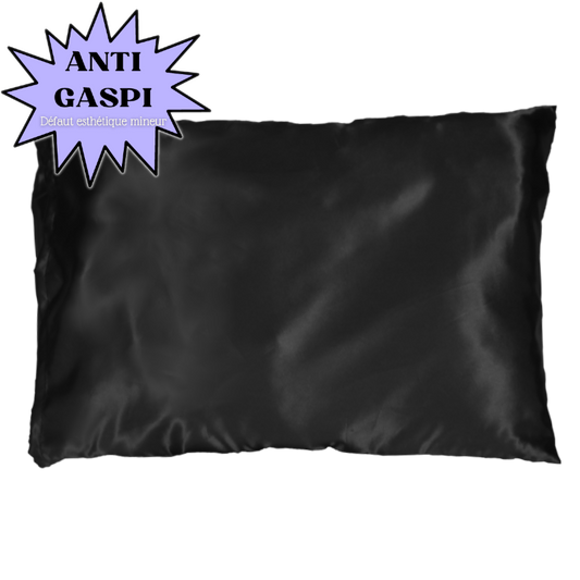 ANTI GASPI Taie d'oreiller en satin noir Vicky - Rectangulaire ou Carrée