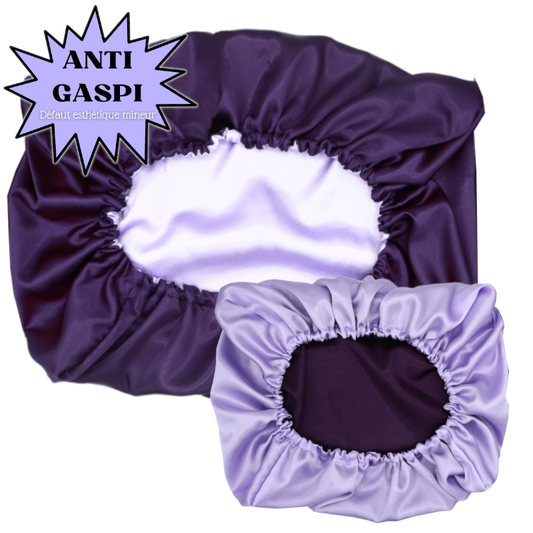 ANTI GASPI Taie d'oreiller en satin réversible violette "Valentine" - Rectangle ou Carrée