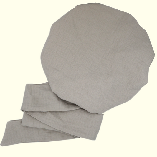 Bonnet/Turban réglable beige clair doublé en satin "Waffle" - Taille standard